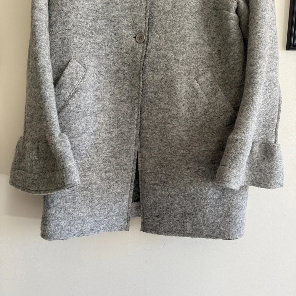 Bee & U Light Grey Italian Wool Button Mid Length Women's Jacket SZ Med - Picture 5 of 14